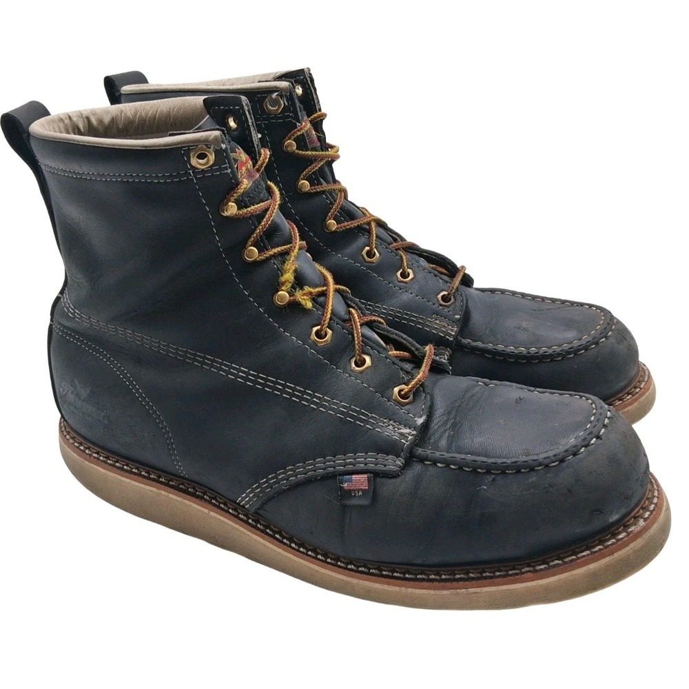 Thorogood American Heritage Boots Mens 10 Black Leather Moc Steel Toe Work USA